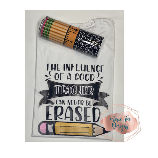Teacher Tumbler and T-shirt Gift Set - The Influcence of a Good Teacher