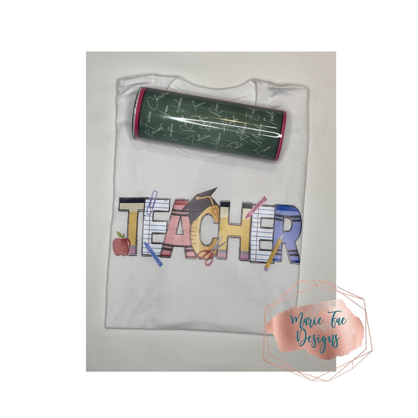 Teacher Tumbler and T-shirt Gift Set - Pesonalized