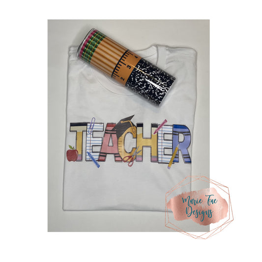 Teacher Tumbler and T-shirt Gift Set